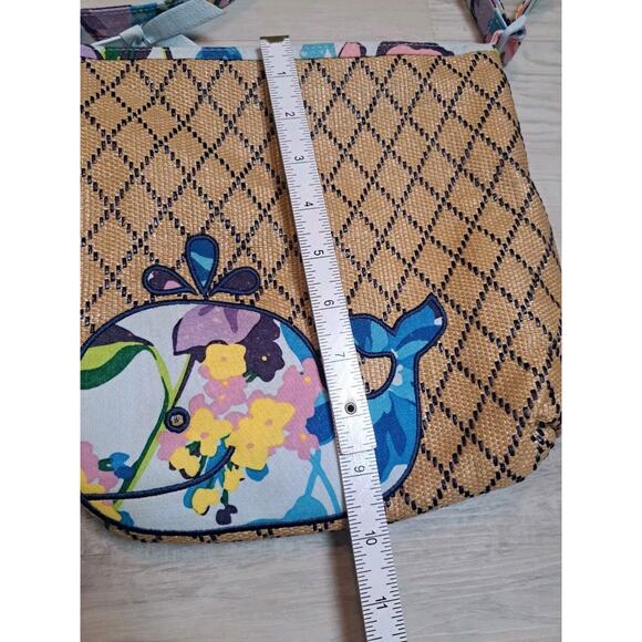 Vera Bradley Beach Marian Floral Whale Crossbody Bag Purse Raffia/Straw Boho - Picture 7 of 8